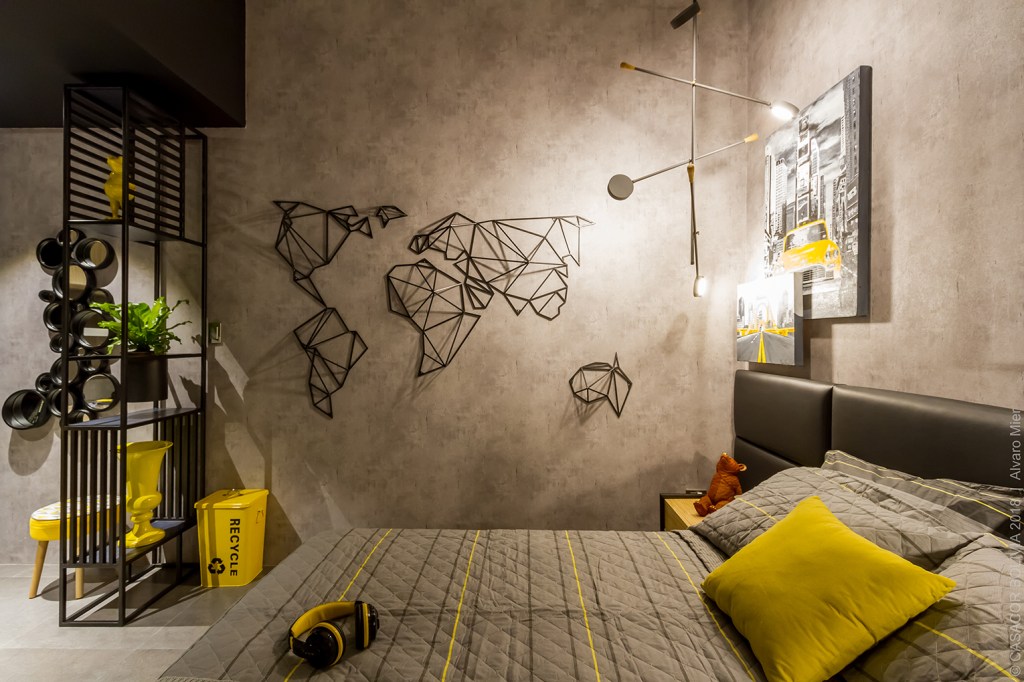 6. Dormitorio del Millennial (IVAN LENGSTORFF – RENATO TRUJILLO) casacor; bolivia; cinza e amarelo; decoração; cores pantone 2021