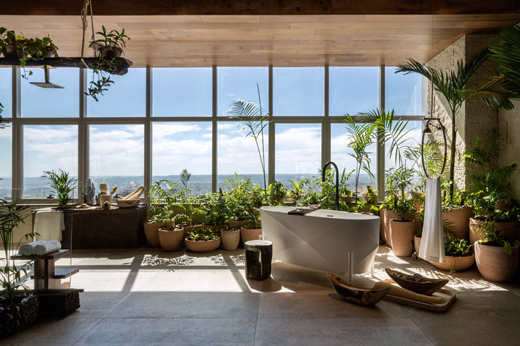 sala-de-banho-W-Leão-Ogawa-Heitor-Arrais-casacor-goias-2018 sala de banho W Leão Ogawa e Heitor Arrais casacor goiás 2018 jardim de vasos vaso de cerâmica banheira decoração