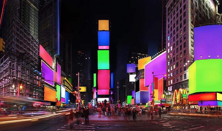 instalação nova iorque times square cores arte monumento diversidade cosimo scotucci