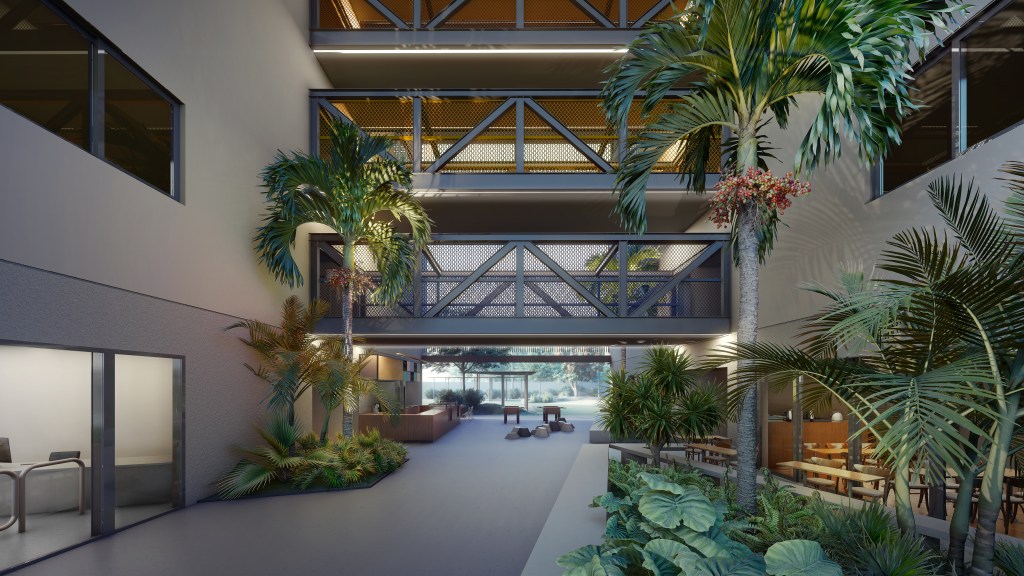 Cópia de Hall de Entrada campus escolar sustentável; miguel pinto guimarães; sustentabilidade; arquitetura bioclimática;
