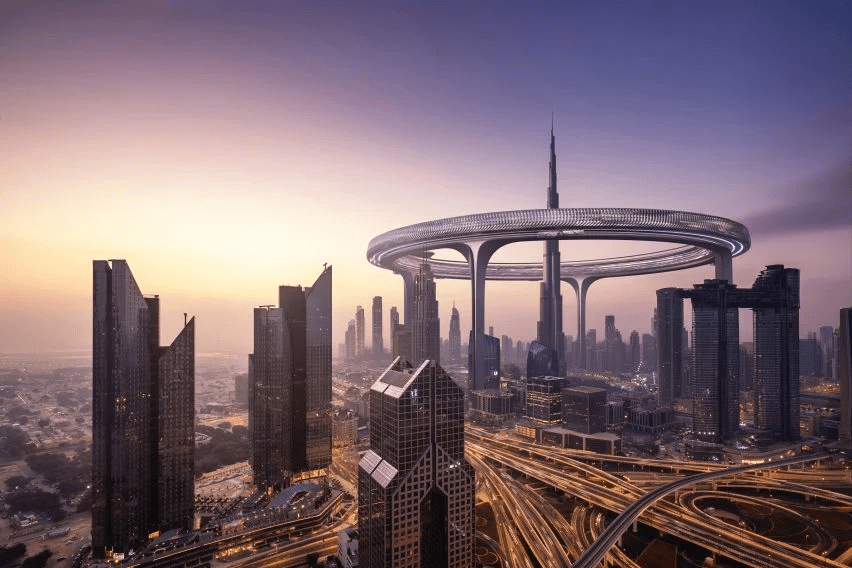 Estrutura arredondada em torno do Burj Khalifa