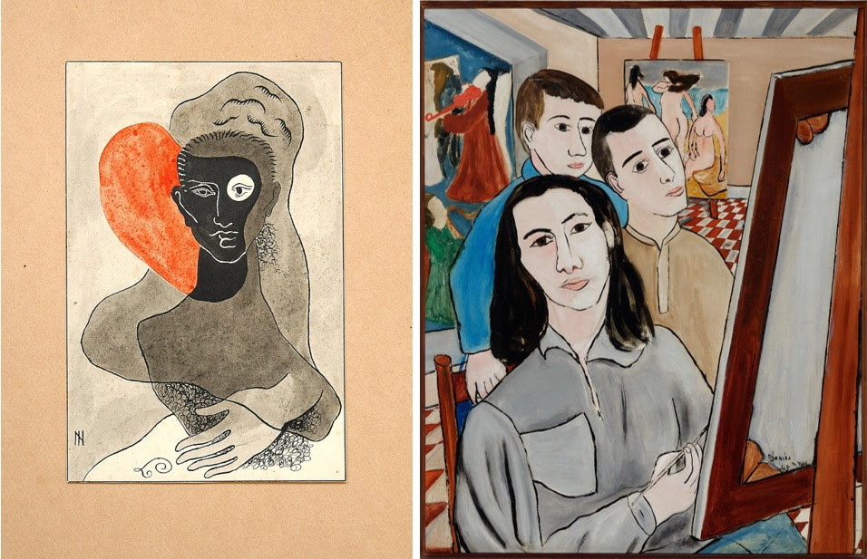 Ismael Nery, Sem t&iacute;tulo, s.d. Cole&ccedil;&atilde;o Museu de Arte Murilo Mendes &ndash; UFJF. Foto: Alexandre Dornelas| Djanira da Motta e Silva, Autorretrato, 1945. Cole&ccedil;&atilde;o particular.