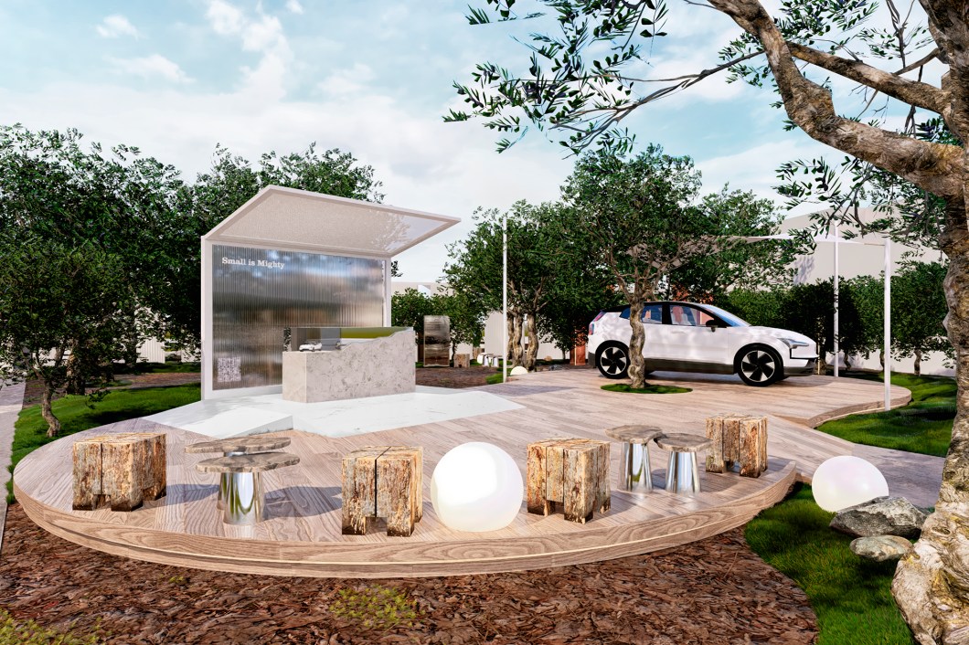 <b>Andrea Ulloa, Brenda Middlebrook, Gonzalo Herrera - Experiencia Volvo. </b>O espaço se abre para o pátio central, unindo natureza, tecnologia e design. Uma experiência interativa que mergulha o usuário em uma floresta de oliveiras com elementos arquitetônicos. "Utilizamos jogos de escalas, espelhos e texturas para apreciar o SUV EX30 sob diversas perspectivas. Marcos ao longo do percurso criam um museu imerso na natureza. A sonorização e a iluminação contribuem para uma atmosfera sustentável que, integrada a detalhes modernos, representa o uso consciente da tecnologia", explicam os profissionais. <b>Andrea Ulloa, Brenda Middlebrook, Gonzalo Herrera - Experiencia Volvo. </b>O espaço se abre para o pátio central, unindo natureza, tecnologia e design. Uma experiência interativa que mergulha o usuário em uma floresta de oliveiras com elementos arquitetônicos. "Utilizamos jogos de escalas, espelhos e texturas para apreciar o SUV EX30 sob diversas perspectivas. Marcos ao longo do percurso criam um museu imerso na natureza. A sonorização e a iluminação contribuem para uma atmosfera sustentável que, integrada a detalhes modernos, representa o uso consciente da tecnologia", explicam os profissionais.